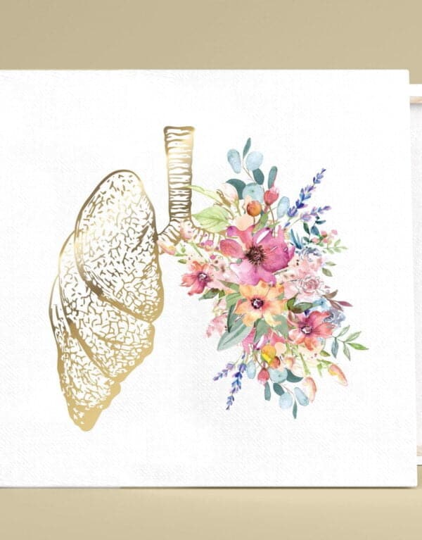 Akciğer-Çiçekler Altın Kanvas Tablo