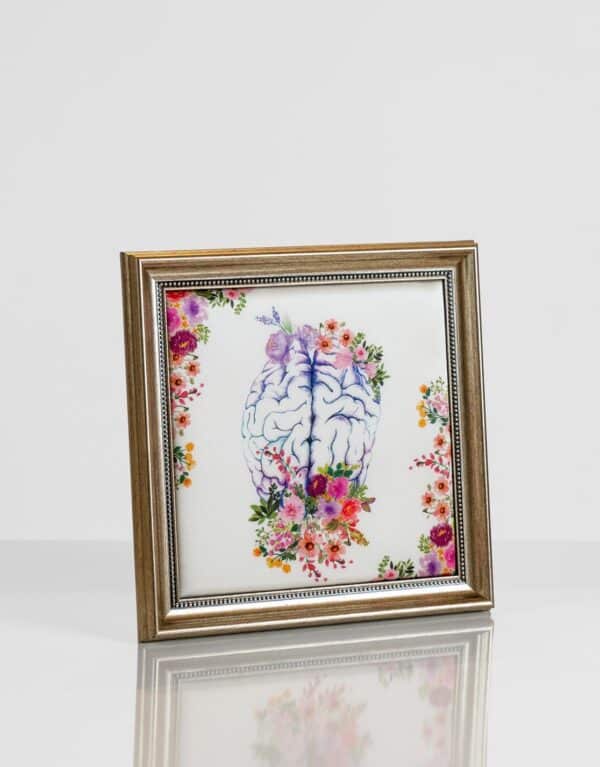لوحة من الحرير الطبيعي 100 % 25X25 سم - دماغ وأزهار