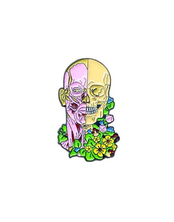 Flowers Skull Brooch - 0009