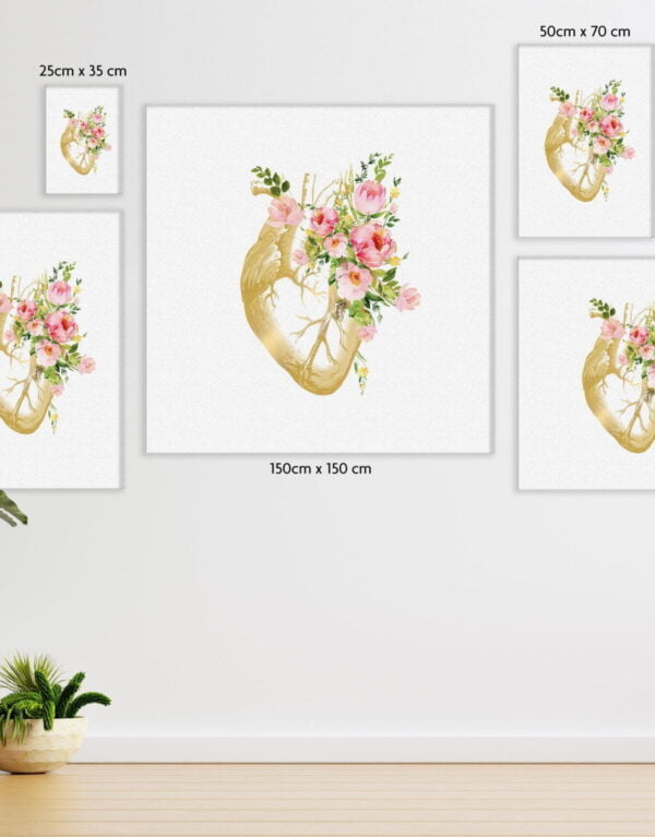 Heart-Flower Gold Canvas Print