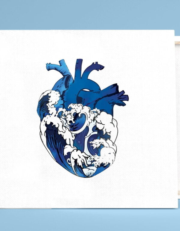Heart-Waves Blue Canvas Print