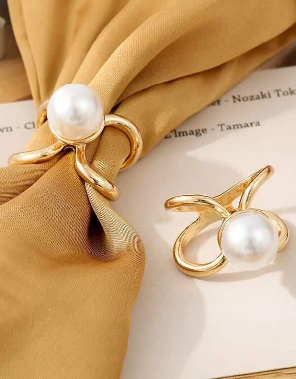 Stainless Steel Scarf Ring Big White Pearl 0041